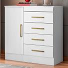 Cômoda Montevidéu 1 Porta 4 Gavetas Flex Branco/Rosa - Demóbile