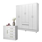 Cômoda Montevidéu E Guarda Roupa Casal Flash 2 Branco - Demóbile