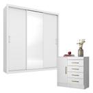 Cômoda Montevidéu e Guarda Roupa Casal Residence Branco - Demóbile