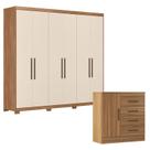 Cômoda Montevideu e Guarda Roupa Casal Venice 62780PE Amendola Touch Off White com Pés - Demóbile Cômoda Montevideu e Guarda Roupa Casal Venice 62780PE Amendola Touch Off White com Pés - Demóbile