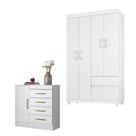 Cômoda Montevidéu E Guarda Roupa Solteiro Lótus Branco - Demóbile Cômoda Montevidéu E Guarda Roupa Solteiro Lótus Branco - Demóbile