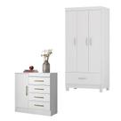 Cômoda Montevidéu e Guarda Roupa Solteiro Prince Branco - Demóbile Cômoda Montevidéu e Guarda Roupa Solteiro Prince Branco - Demóbile