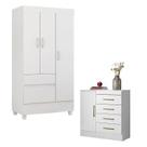 Cômoda Montevidéu e Guarda Roupa Solteiro Wind Branco Flex - Demóbile Cômoda Montevidéu e Guarda Roupa Solteiro Wind Branco Flex - Demóbile