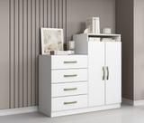Cômoda Multifuncional Londres 2 Portas 4 Gavetas - Branco Aramóveis Cômoda Multifuncional Londres 2 Portas 4 Gavetas - Branco Aramóveis