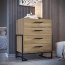 Cômoda Multiuso com 4 Gavetas Destaques Marrom/Oak/Preto