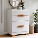Cômoda Napoli 4 Gavetas MDF Moderna para Quarto 66cm Compacta Organizador com Puxadores Amadeirados Design Contemporâneo para Casal Solteiro Infantil