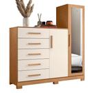 Comoda New Master Quarto Com 5 Gavetas 2 Portas e Espelho