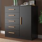 Cômoda New Monaco 1 Porta 5 Gavetas Black - Evidencia Móveis