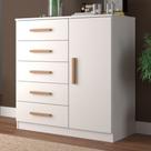 Cômoda New Monaco 1 Porta 5 Gavetas Branco - Evidencia Móveis