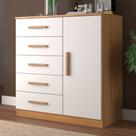 Cômoda New Monaco 1 Porta 5 Gavetas Cinamomo/Branco - Evidencia Móveis