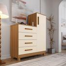 Comoda Off White Quarto Casal Sapateira Grande com 4 Gavetas Reforçadas Versátil Bege Comoda Off White Quarto Casal Sapateira Grande com 4 Gavetas Reforçadas Versátil Bege