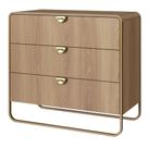 Cômoda Orgânica Luna Artesano 90 cm (largura) em MDP Hanover Três Gavetas Base Metal Dourado