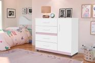 Cômoda Organizadora PR 4 Gavetas Cor Branco / Rosa Cômoda Organizadora PR 4 Gavetas Cor Branco / Rosa