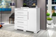 Cômoda Organizadora / Sapateira DET NEW 01 Porta e 05 Gavetas 01 com Chaves Puxadores Cromados Cor Branco