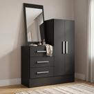 Cômoda para Quarto 3 Gavetas 2 Portas com Espelho Dunas Preto Yescasa