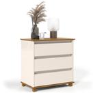 Cômoda para Quarto 3 Gavetas 68cm EJ Off White/Freijó - EJ Móveis