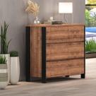 Cômoda para Quarto 3 Gavetas e 2 Portas M123 Marrom/Preto/Solanum
