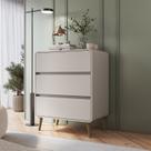 Cômoda para Quarto 3 Gavetas em MDF e MDP Curve Bege/Dunas