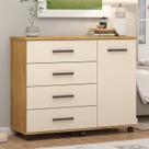 Cômoda para Quarto 4 Gavetas 1 Porta Flora Marrom/Cinamon/Off-White
