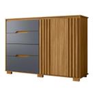 Cômoda para Quarto 4 Gavetas 147cm Gênova Z17 Freijó/Cinza - Mpozenato