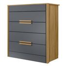 Cômoda Para Quarto 4 Gavetas 86cm Pavia M07 Freijó/Cinza - Mpozenato