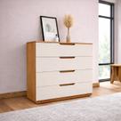 Cômoda para Quarto 4 Gavetas 90cm Madri Bege/Creme/Freijó