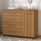 Cômoda para Quarto 4 Gavetas e 1 Porta Flora Marrom/Amendola