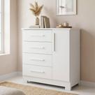 Cômoda para Quarto 4 Gavetas e 1 Porta NT 5185 Branco New/Rosa