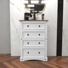 Cômoda para Quarto 4 Gavetas Madeira Maciça Branco/Nogal