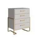 Cômoda para Quarto 4 Gavetas Multiuso Estilo Industrial Arenas Champanhe 67x44x85cm Placa e Ponto