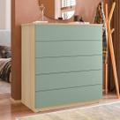 Comoda Para Quarto 5 Gavetas Compacta Amêndoa/Verde Comoda Para Quarto 5 Gavetas Compacta Amêndoa/Verde