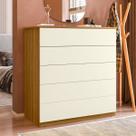 Comoda Para Quarto 5 Gavetas Compacta Freijó/Off White