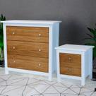 Cômoda para Quarto 5 Gavetas Madeira Maciça Amélia Branco/Pinus Cera