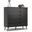 Cômoda para Quarto 5 Gavetas Nina - Preto - EJ MÓVEIS