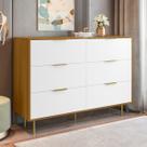 Cômoda Para Quarto 6 Gavetas Safira Freijó/Branco