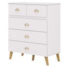 Cômoda Para Quarto 91cm 5 Gavetas Gaby Flex Branco/Camarim V02 - Mpozenato
