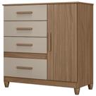 Cômoda Para Quarto 98cm Com 4 Gavetas Baco Carvalho/Fendi Z17 - Mpozenato