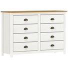 Cômoda Para Quarto Closet 8 Gavetas Madeira Maciça Mazzaro F06 Branco Freijó - Lyam Decor