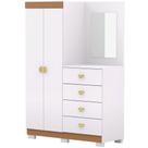 Cômoda Para Quarto Com Espelho 2 Portas 4 Gavetas 120cm Tulsa V01 Branco Camarim - Lyam Decor