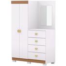 Cômoda Para Quarto Com Espelho 2 Portas 4 Gavetas 120cm Tulsa V01 Branco Camarim - Lyam Decor