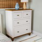 Cômoda para Quarto de Bebê 4 Gavetas Joy Off White/Nogueira