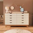 Cômoda para Quarto Infantil 10 Gavetas 100% Mdf Alice Off White / Castanho