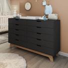 Cômoda para Quarto Infantil 10 Gavetas 100% MDF Alice Preto/Freijó