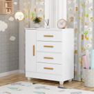 Cômoda para Quarto Infantil 4 Gavetas 1 Porta com Pés Lite Branco