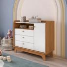 Cômoda para Quarto Infantil Bebê 3 Gavetas 1 Porta Encanto