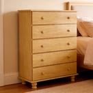 Cômoda Para Quarto Madeira Maciça 5 Gavetas Topázio B07 Mel - Lyam Decor