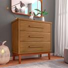 Cômoda para Quarto Moderna 3 Gavetas Charlotte Amêndoa