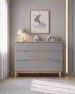 Cômoda para Quarto Moderna Linha infantil Cinza com 6 gavetas espaçosas Espaço para trocador MDF Linha Tomi Marca Quater