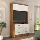 Cômoda para Quarto para Tv até 42 Polegadas Viena 1 Porta 6 Gavetas Yescasa Nogal/Branco Cômoda para Quarto para Tv até 42 Polegadas Viena 1 Porta 6 Gavetas Yescasa Nogal/Branco