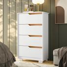 Cômoda Para Quarto Pequena 4 Gavetas 70cm Lody A04 Flex Branco Freijó - Lyam Decor